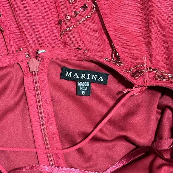 Marina Red Plunge Evening Dress 8 - Picture 4 of 4